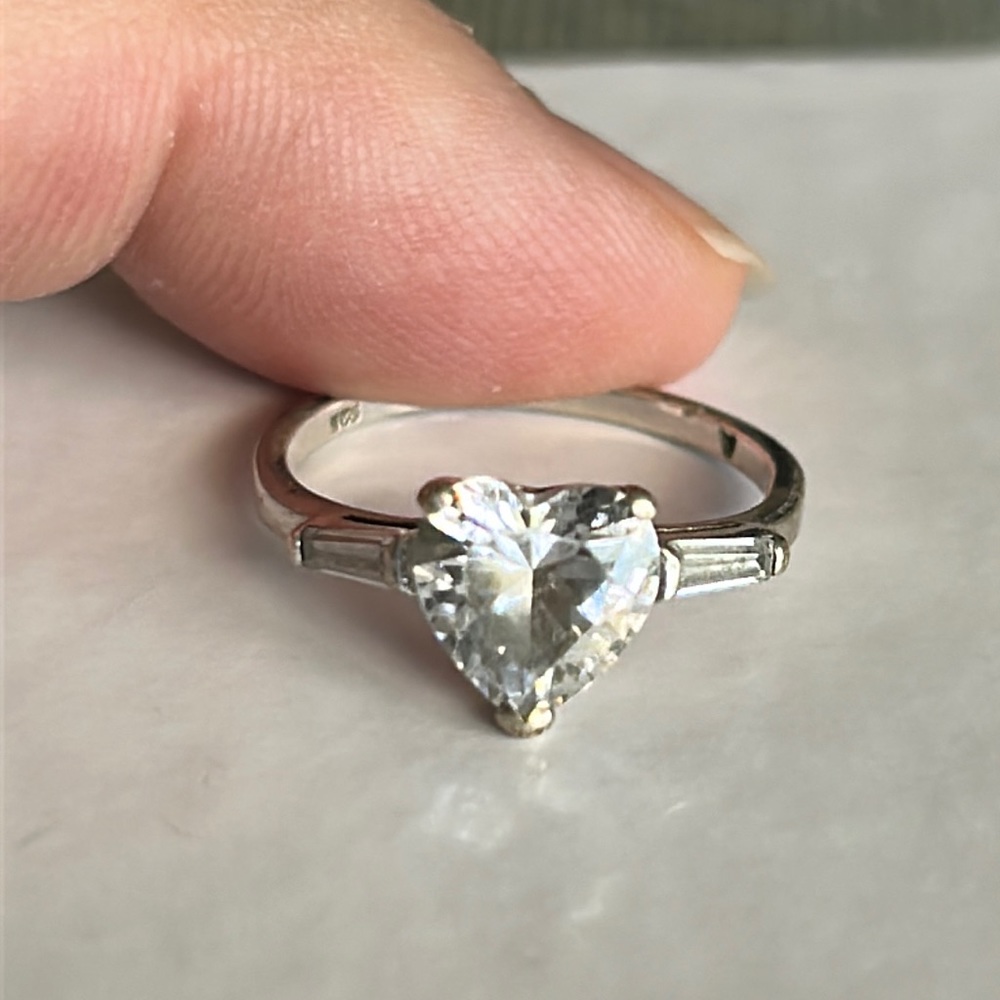 Heart Solitaire Sterling Silver Ring - image 1